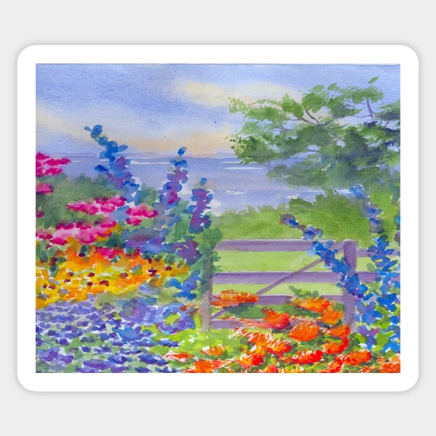 Celias Garden Appledore Island Isle of Shoals Sticker by ROSEANN MESERVE 